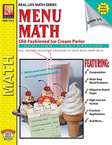 9781561751815: Menu Math: Old-Fashioned Ice Cream Parlor (Addition & Subtraction) | Reproducible Activity Book & Full-Color Menu