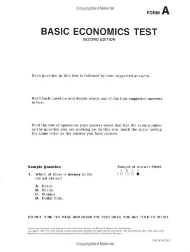 Basic Economics Test: Test Booklets (set of 25) - Form A (9781561834204) by William B. Walstad; Denise Robson