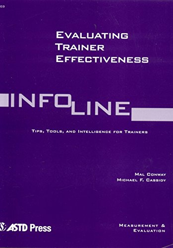 Beispielbild fr Evaluating Trainer Effectiveness zum Verkauf von Wonder Book