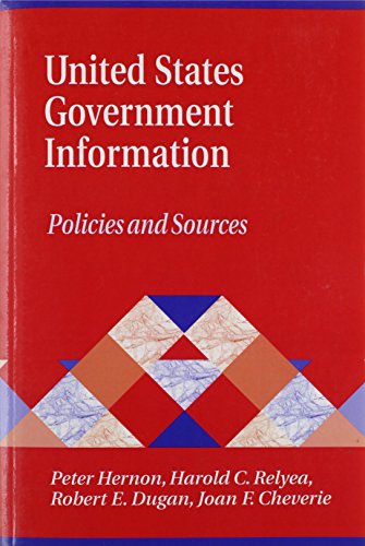 Beispielbild fr United States Government Information : Policies and Sources zum Verkauf von Better World Books