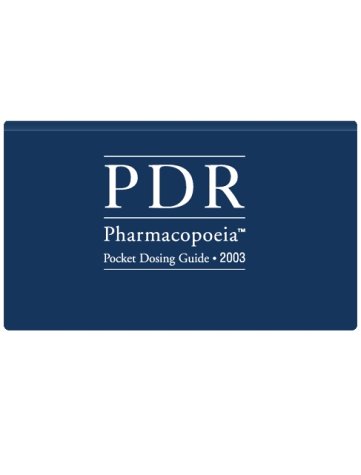 Beispielbild fr Pdr Pharmacopoeia : Pocket Dosing Guide 2003 zum Verkauf von HPB-Emerald
