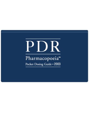 9781563634437: Pdr Pharmacopoeia : Pocket Dosing Guide 2003