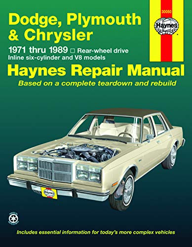 Beispielbild fr Dodge Plymouth Chrysler RWD (71-89) Automotive Repair Manual zum Verkauf von Blackwell's