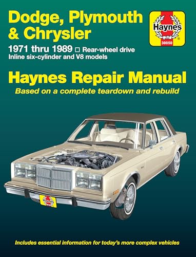 9781563920981: Dodge, Plymouth, & Chrysler RWD 6Cylinder & V8 Models (71-89) Haynes Repair Manual (Does not include 426 (Hemi), 3x2 bbl. Carb setups (Six-pak),fuel ... front-wheel drive.) (Haynes Repair Manuals)