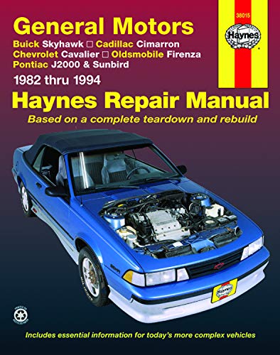 Beispielbild fr Haynes GM Buick Skyhawk, Cadillac Cimarron, Chevrolet Cavalier, Oldsmobile Firenza, Pontiac J2000 and Sunbird for 1982-1994 Repair Manual (38015) zum Verkauf von Wonder Book