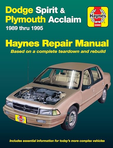 Beispielbild fr Dodge Spirit & Plymouth Acclaim (89-95) Haynes Repair Manual (Does not include information specific to flexible fuel models. Includes thorough vehicle coverage apart from the specific exclusion noted) zum Verkauf von Wonder Book