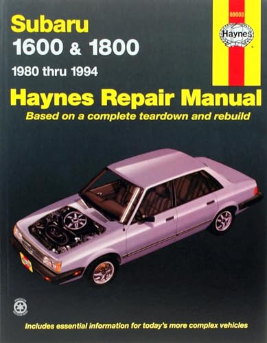 9781563922039: Subaru 1600 & 1800 (80 - 94): Models Covered 2Wd and 4Wd Sedan, Hatchback, Station Wagon, Xt, Brat Pick-Up and Lyale Models 1980 Through 1994 (Haynes Repair Manual)