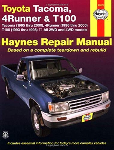 Beispielbild fr Toyota Tacoma, 4 Runner T100 Automotive Repair Manual. Models covered: 2WD and 4WD Toyota Tacoma (1995 thru 2000), 4 Runner (1996 thru 2000) and T100 (1993 thru 1998) zum Verkauf von Goodwill Books