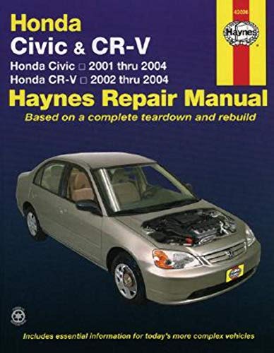 Beispielbild fr Honda Civic & CR-V Automotive Repair Manual: Honda Civic - 2001-2004 / Honda - CR-V 2002-2004 (Hayne's Automotive Repair Manual) zum Verkauf von Montclair Book Center