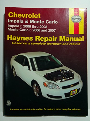 Stock image for Chevrolet Impala 2006-2008 Monte Carlo 2006-2007 Automotive Repair Manual (Hayne's Automotive Repair Manual) for sale by Front Cover Books