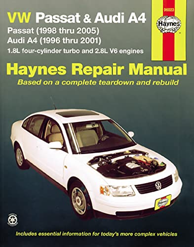 9781563927034: VW Passat & Audi A4: Passat (1998 thru 2005) & Audi A4 (1996 thru 2001) 1.8L 4-cylinder turbo and 2.8L V6 engines (Automotive Repair Manual) Haynes, J.J.