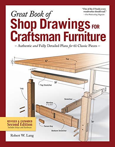 Beispielbild fr Great Book of Shop Drawings for Craftsman Furniture, Revised & Expanded Second Edition: Authentic and Fully Detailed Plans for 61 Classic Pieces (Fox Chapel Publishing) Complete Full-Perspective Views zum Verkauf von BooksRun