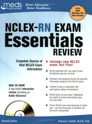 Beispielbild fr NCLEX-RN Exam Essentials Review (Book with CDROM) zum Verkauf von HPB-Red