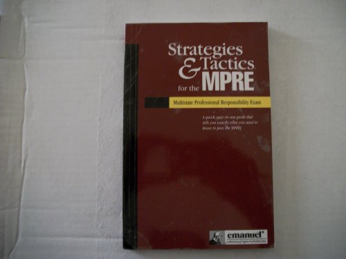 Beispielbild fr Strategies & Tactics for the Mpre (Multistate Professional Responsibility Exam) zum Verkauf von ThriftBooks-Atlanta