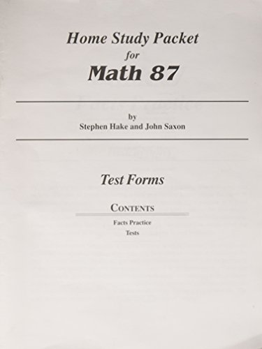 Imagen de archivo de Math 87: An Incremental Development (Facts Practice Test Forms) a la venta por Front Cover Books