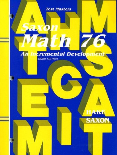 Stock image for Saxon Math 7 6 Test Masters: An Incremental Development (Saxon Math 7/6) for sale by Save With Sam