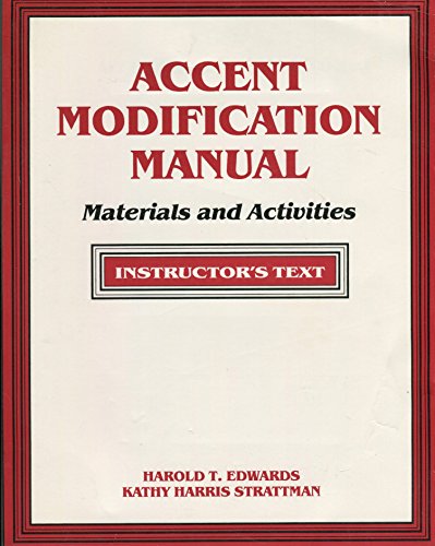 Stock image for Accent Modification Manual: Materials and Activities: Instructors Manual for sale by HPB-Red