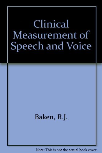 Imagen de archivo de Clinical Measurement of Speech and Voice a la venta por ThriftBooks-Atlanta