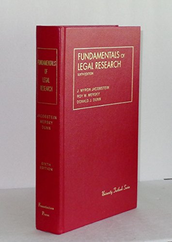 Beispielbild fr Fundamentals of Legal Research zum Verkauf von Ann Becker
