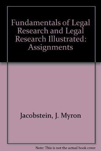 Beispielbild fr Fundamentals of Legal Research and Legal Research Illustrated: Assignments zum Verkauf von HPB-Red