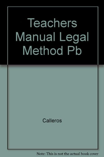 9781567067866: Teachers Manual Legal Method Pb