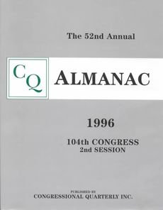 Beispielbild fr Congressional Quarterly Almanac 1996 (Cq Almanac) zum Verkauf von Robinson Street Books, IOBA