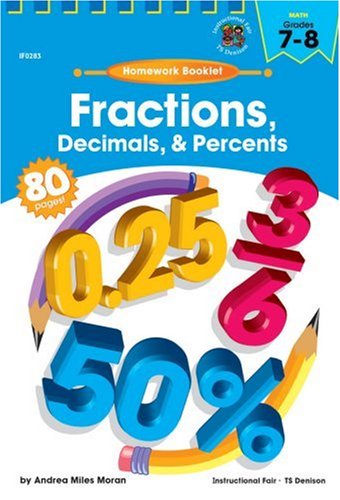 Stock image for Fractions, Decimals and Percents Homework Booklet, Grades 7 - 8 for sale by Your Online Bookstore