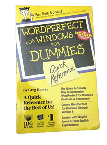 Imagen de archivo de WordPerfect for Windows for Dummies Quick Reference a la venta por ThriftBooks-Dallas