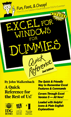 Imagen de archivo de Excel 5 for Windows for Dummies Quick Reference a la venta por WorldofBooks