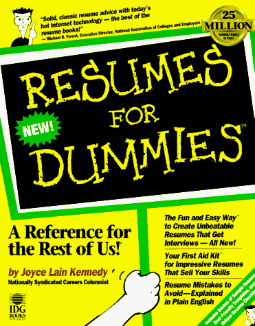 Beispielbild fr Resumes for Dummies zum Verkauf von Better World Books