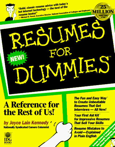Stock image for Resumes for Dummies for sale by Front Cover Books