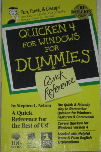 Imagen de archivo de Quicken 4 for Windows for Dummies: Quick Reference (For Dummies (Computer/Tech)) a la venta por Wonder Book