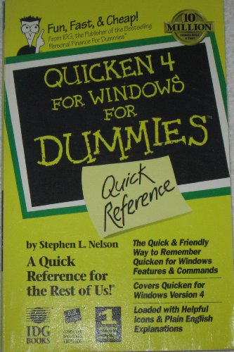 Stock image for Quicken 4 for Windows for Dummies: Quick Reference (For Dummies (Computer/Tech)) for sale by Wonder Book