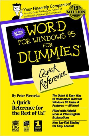 Beispielbild fr Word For Windows 95 For Dummies: Quick Reference zum Verkauf von Wonder Book