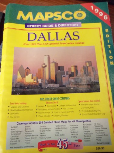 Beispielbild fr Mapsco Dallas street guide & directory, 1996: A routing and delivery system for the greater Dallas metropolitan area zum Verkauf von HPB-Ruby