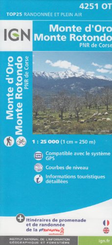 9781569873120: IGN 4251 OT Monte d'Oro, Monterotondo, PNR de Corse (Korsika, Frankreich) 1:25.000 topographische Wanderkarte IGN