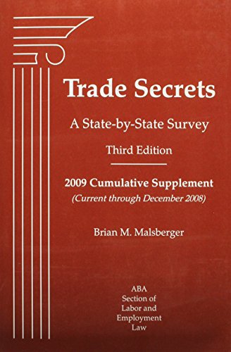 Imagen de archivo de Trade Secrets: A State-by-State Survey, 3rd Ed, 2009 Supplement a la venta por HPB-Red