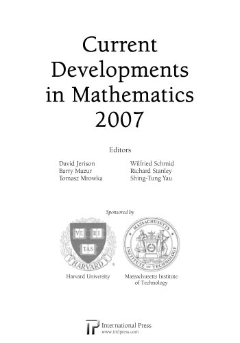 Beispielbild fr Current Developments in Mathematics (2007) zum Verkauf von HPB-Red