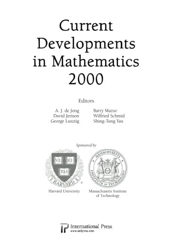 Beispielbild fr Current Developments in Mathematics, 2000 zum Verkauf von PBShop.store US