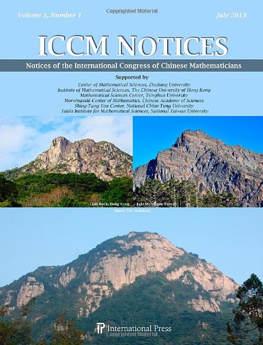 Stock image for Notices of the International Congress of Chinese Mathematicians ICCM Notices, Volume 1, No 1 for sale by PBShop.store US