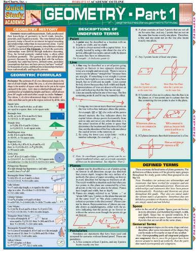 Beispielbild fr Geometry Part 1 (Quickstudy Reference Guides - Academic) zum Verkauf von BooksRun