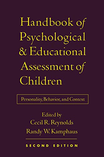 Imagen de archivo de Handbook of Psychological and Educational Assessment of Children, 2/e: Personality, Behavior, and Context a la venta por HPB-Red