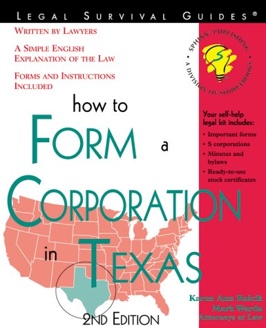 Stock image for How to Form a Corporation in Texas (Incorporate in Texas) for sale by HPB-Red
