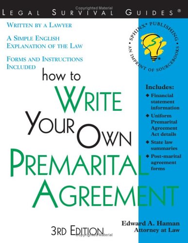 Stock image for How to Write Your Own Premarital Agreement : With Forms for sale by Better World Books