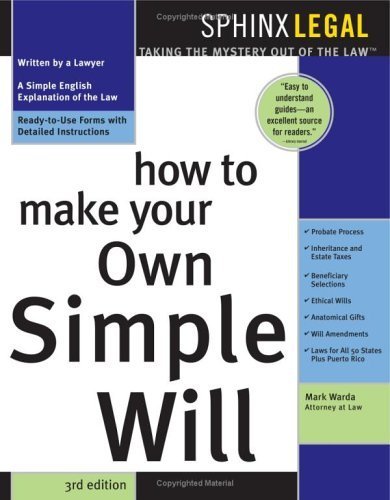 Beispielbild fr How to Make Your Own Simple Will (How to Make Your Own Simple Wil zum Verkauf von Hawking Books