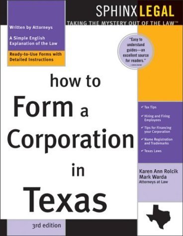 Beispielbild fr How to Form a Corporation in Texas zum Verkauf von Better World Books
