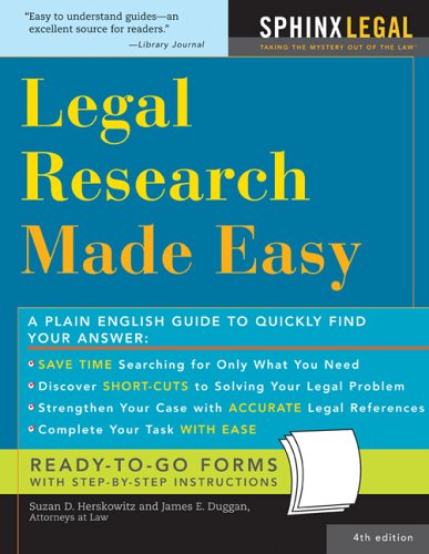 Beispielbild fr Legal Research Made Easy zum Verkauf von Wonder Book