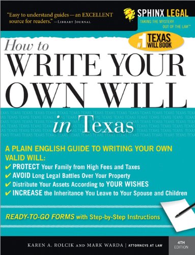Beispielbild fr Write Your Own Texas Will zum Verkauf von Better World Books