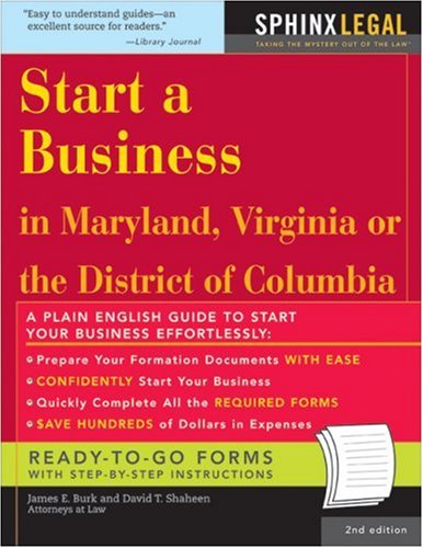 Imagen de archivo de Start a Business in Maryland, Virginia, or the District of Columbia (Legal Survival Guides) a la venta por Wonder Book