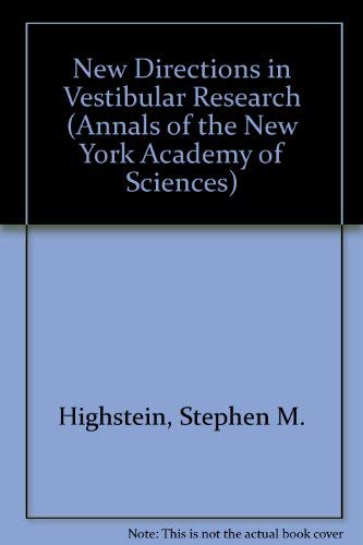 9781573310079: New Directions in Vestibular Research (Annals of the New York Academy of Sciences)